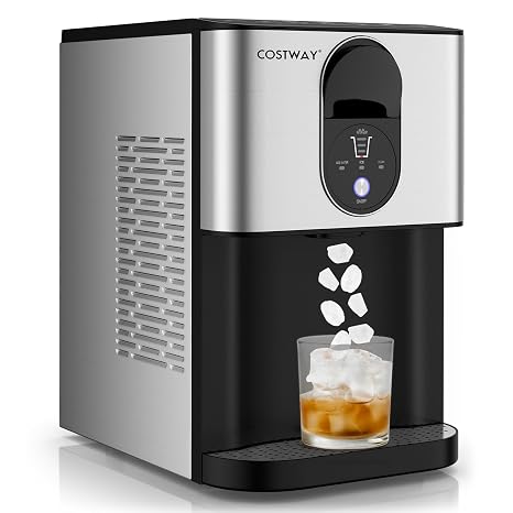 COSTWAY Self Dispensing Nugget Ice Maker Countertop 56Lbs/24H Chewable Ice