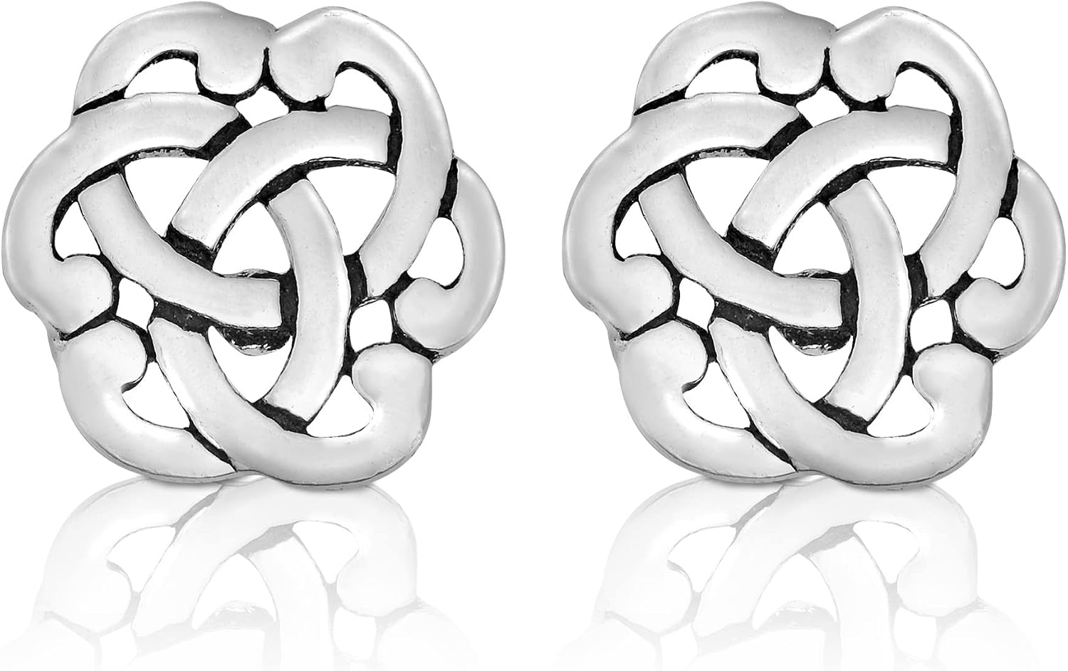 AeraVida Interlocking Celtic Knot Sterling Silver Stud Earrings for Women, 10mm, Small Earring, Tiny Earring
