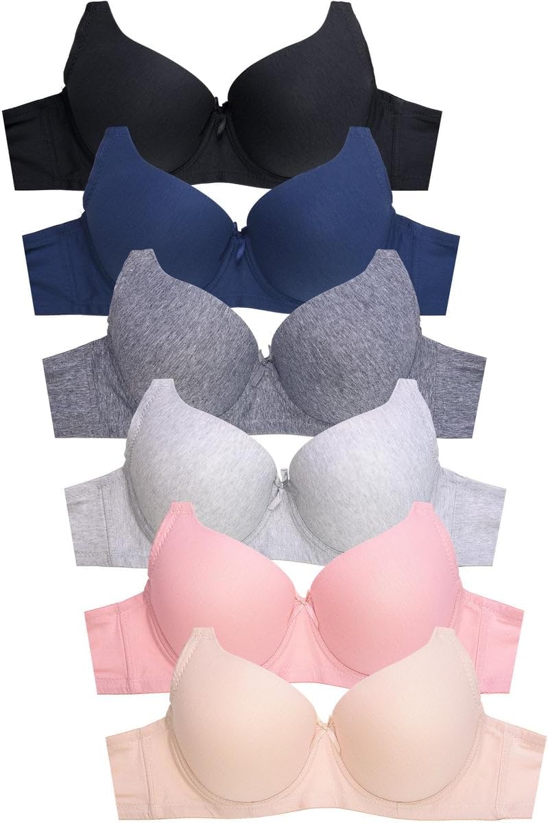 DailyWear Womens Plain Lace Bras Pack of 6 - Various Styles 4208P1, 44D
