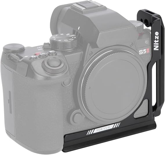 Nitze L Bracket for Panasonic S5 II / S5 IIX Camera, with Built-in Arca-Type Quick Release Plates, 1/4" Locaiting Hole and Threaded Holes, Compatible with DJI Stabilizers - T-P04A