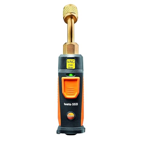 testo 552i Wireless Digital Vacuum Probe - Vacuum Gauge for HVAC Systems with IP54 Protection 45 Service-Port Design - HVAC Tool for AC/R System Evacuation with Bluetooth and App