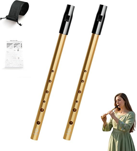 2Pcs Tin Whistle,Irish Tin Whistle D,28.5cm Long Six-Hole Penny Slide Whistles,for Beginners Intermediate and Expert Band Performances,for Traditional