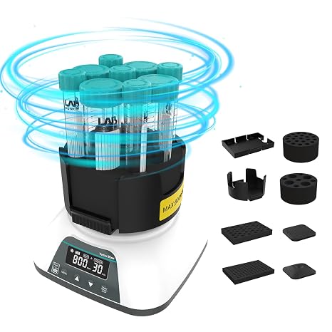 VM-500PRO Digital Multifunction Vortex Mixer, 3000RPM, 2 Run Modes | Professional lab vortex shaker, Touch/Continuous, 7 interchangeable modules, for lab & paint mixing