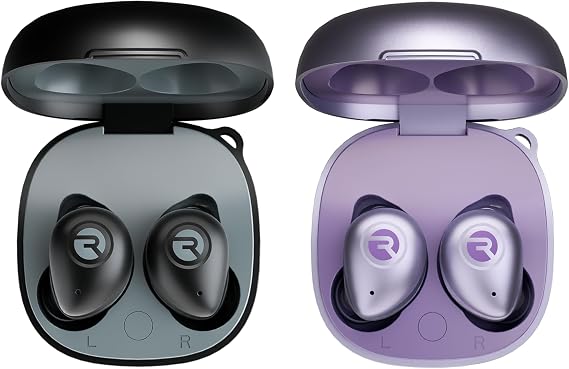 Raycon Fitness Bluetooth True Wireless 2X Earbuds Bundle (Black & Purple) - Built in Mic 56 Hours of Battery, IPX7 Waterproof, Active Noise Cancellation, Awareness Mode, and Bluetooth 5.3