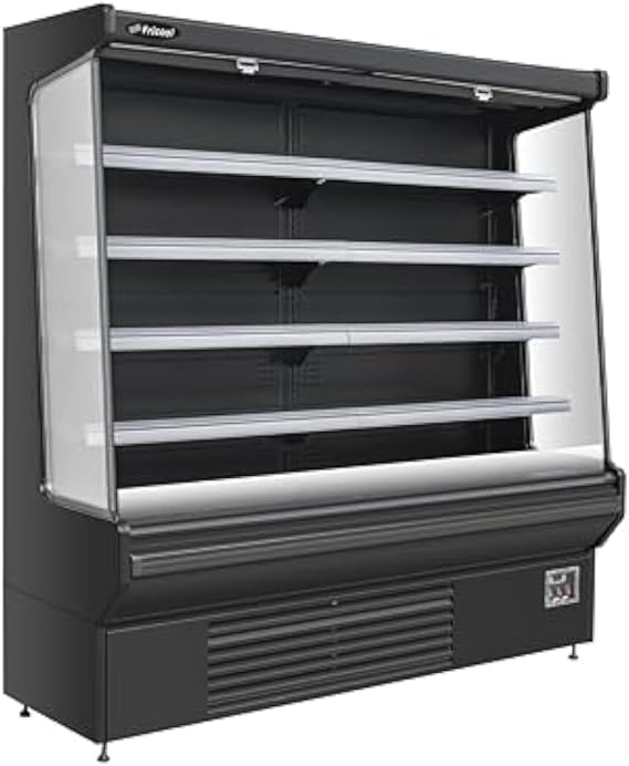 77" Display Refrigerators Open Air Food Refrigerated Display Case for Commercial Bakery Pastry Refrigerated Upright Display Cooler Case for Supermarkets, Bar, Shops, 220V, 36~41F, Black