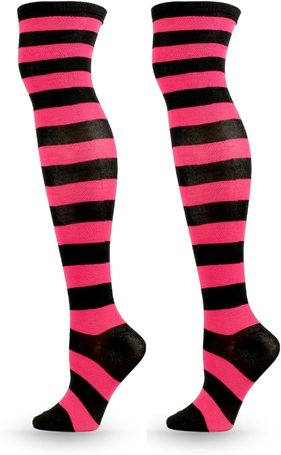 ATHX Women's Knee High Socks Thigh High Socks Triple Stripe over the Knee Socks Long Opaque Thigh High Stockings