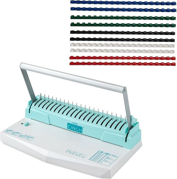 We R Memory Keepers Comb Cinch Book Binding Machine, Includes 10 8 mm Binding Combs, Book Binding Kit, Easy to Use, Use for Scrapbooking, Home Offices, Classrooms