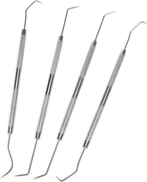 Performance Tool W80749 4-Piece Precision Pick & Hook Set with Stainless Steel Tips - Ideal for Jewelers, Mechanics, Fishermen, Gun Repairs, and More