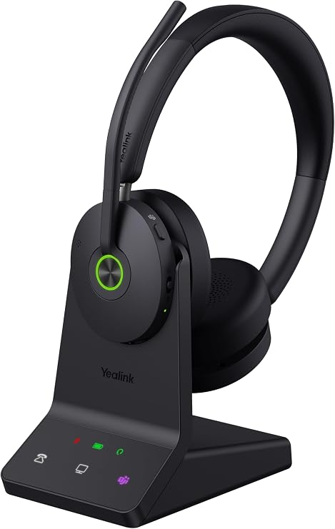 Yealink WH68 DECT & Bluetooth kabelloses Dual Headset | Microsoft Teams zertifiziert | mit Workstation