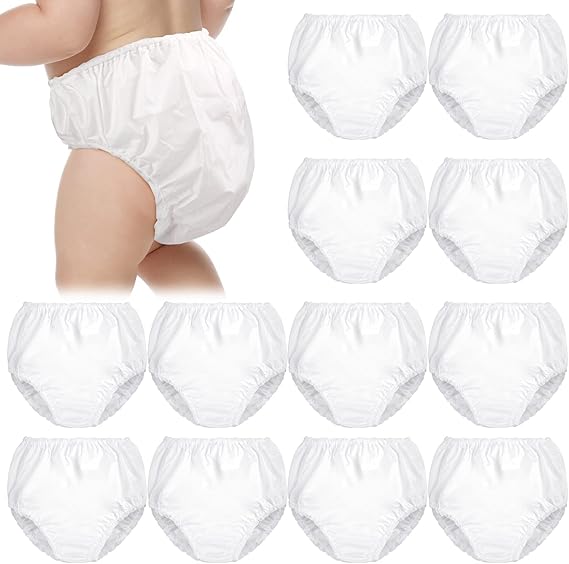 Funtery 12 Pack Plastic Potty Training Pants Waterproof Diaper