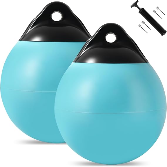 Boat Mooring Buoy 10/12/15 inch,Round Boat Fender Ball Boat Buoy Ball,Inflatable Boat Fender Dock Bumper Ball Anchor Buoy Suitable for Yachts Marinas Sailboats Ski Boats