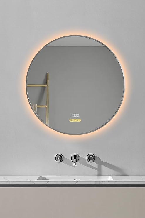 Akıllı Ayna Buhar Tutmayan Hareket Sensörlü 3 Renk Ledli Banyo Aynası Duvar Ofis Lavabo Aynası 75 Cm