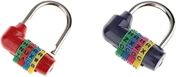 2 Pcs Combination Padlock 4 Letter Word Lock Security Password Code Lock for School Gym Locker, Toolbox, Cabinet
