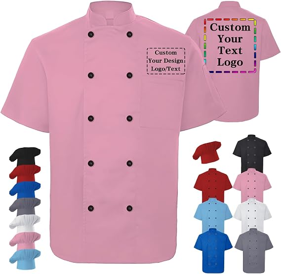 Chef Coat Personalized Chef Jacket Men Women Custom Name Logo Text Work Shirt with Pockets Chef's Hat Uniform Customized Gift