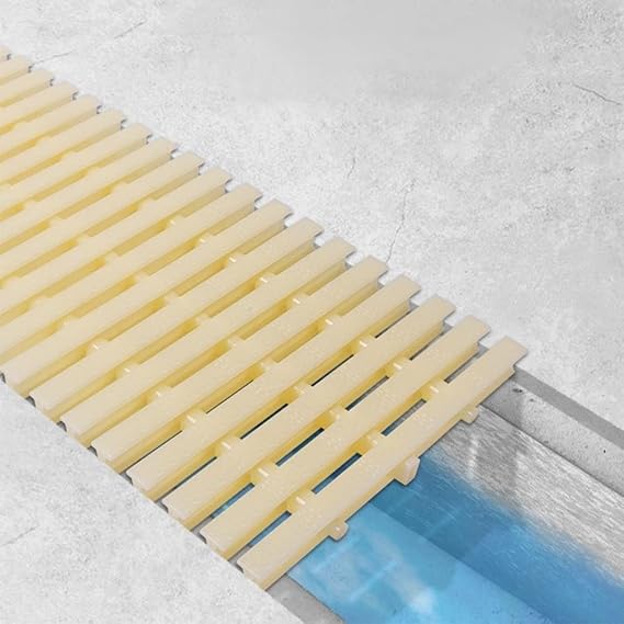 Drainage Grille Splicing Swimming Pool Grille, 10M Long Drainage Ditch Cover, Gutter Overflow Grate, Can Be Turned(Milky(35CM),3 PCS)