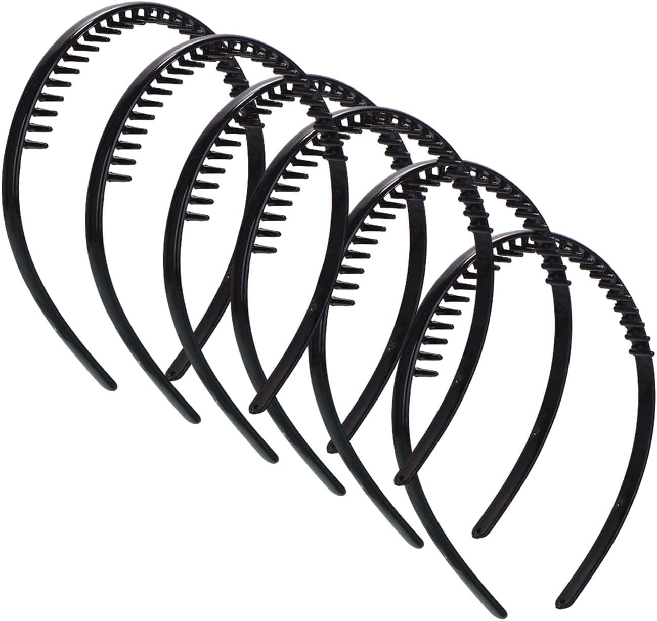 6 Pack Unisex Comb Headbands - ShiningUU Non-Slip Teeth Grip Hairbands for Men & Women | Elastic Secure Hold Active Hair Bands for Men and Women