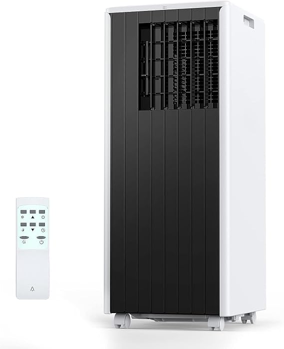 8000 BTU Portable Air Conditioner-3-In-1 (Cool/Dehumidify/Fan) With Remote, LED Touch Control & 24H Timer, Air Conditioners Cools Rooms Up to 350 Sq.Ft for Home, Office & Dorm Rooms (Black & White)