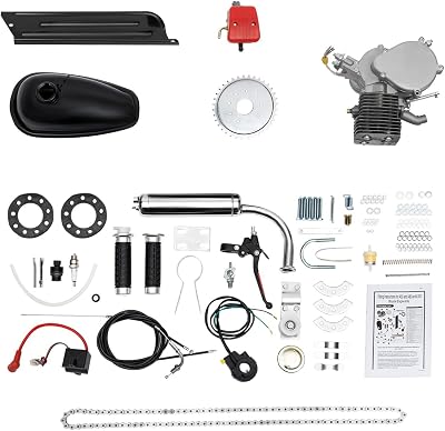100CC 2-Stroke Bicycle Engine Kit Gasoline Powered Engine Motor Kit Gas Motorized Bike Conversion Kit, 36 Tooth Bike Engine Full Set for 26-28 Bikes with V-Frame