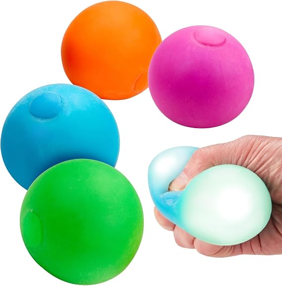 Playbees Sensory Squeeze Stress Balls, Soft Stretchy Fidget Toy, 4 Pack