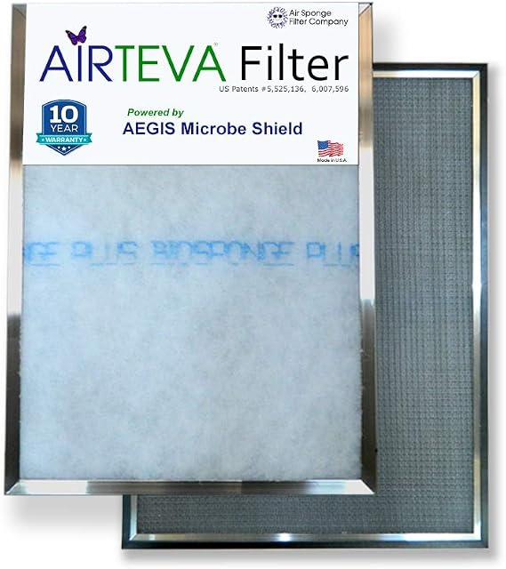 AIRTEVA 16 1/4 x 21 1/4 AC filter/Furnace filter with (1) BioSponge Plus Refill