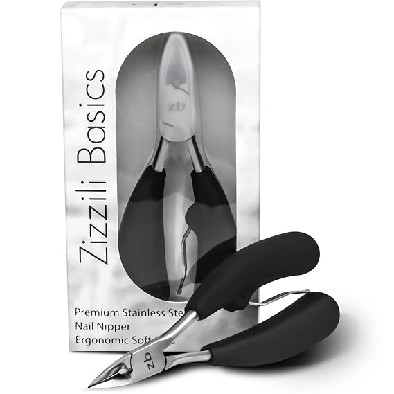 Zizzili Basics Toenail Clippers for Thick or Ingrown Nails Large Easy-Grip Handle - Heavy Duty, Sharp Stainless Steel Nippers for Seniors & Home Pedicure Care