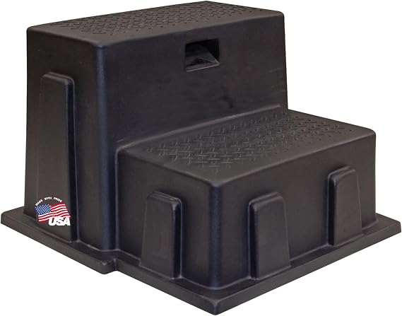 Buyers Products 3013658 Multi-Purpose Polymer Step Stool - 21 in W x 16 in H - Lightweight, NonSlip, Stackable UVStable Plastic Step Ladder for RV, Campers, Pets, Hot Tubs, More, Made in USA