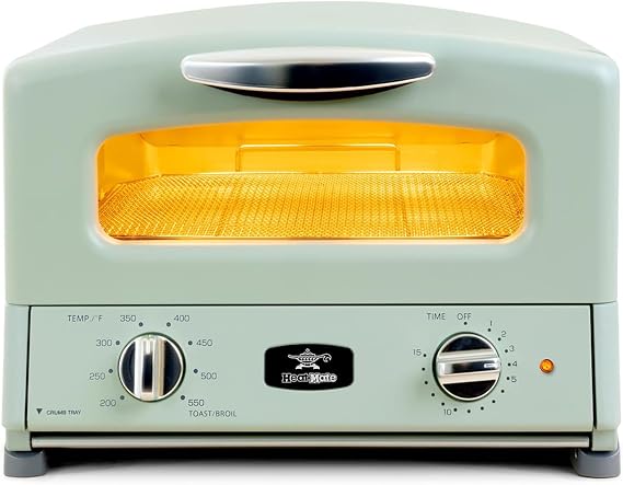 HeatMate Graphite Heating Technology Pop-Up Toaster w/7 Heat Settings, 3 Toasting Functions & Unique Bagel Mode, Olive Green