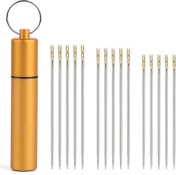 GarfxG Self Threading Needles 15pcs Easy Threading Steel Hand Sewing Needle
