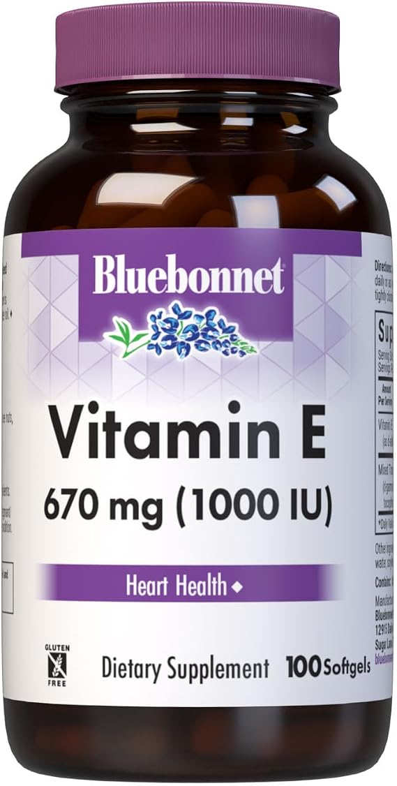Bluebonnet Vitamin E 1000 IU Mixed Softgels, 100 Count | Gluten-Free, Dairy-Free