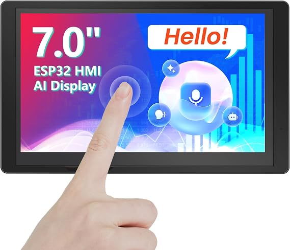 ELECROW ESP32 Display 800480, 7" HMI Advanced ESP32 IPS Touch Screen with Acrylic Case, Support AI Speech Interaction, 32-Bit LX7 Dual-Core Processor, Up to 240MHz, Compatible with Arduino, ESP-IDF