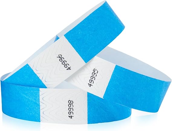 5,000 WristCo Neon Blue Tyvek Wristbands for Events - Tamper-Proof Design | Comfortable Water/Tear-Resistant - USA Made Tyvek Wristband ID Bracelets for Events, Concerts, Party Security, VIP Admission