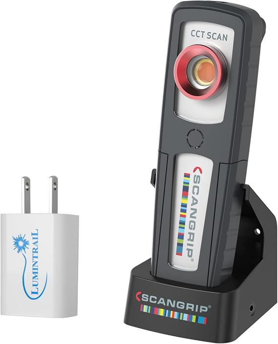 Scangrip Sunmatch 4 Work Light Rechargeable LED Light for Color Match and CCT SCAN Function, Bundle with a Wall Plug