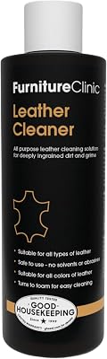 Furniture Clinic Leather Cleaner | Non-Toxic | Removes Dirt & Grime | All-Purpose Cleaning Solution for Couches, Car Seats, Purses, Shoes & Saddles | Restores All Leather Types | 8.5oz  250ml