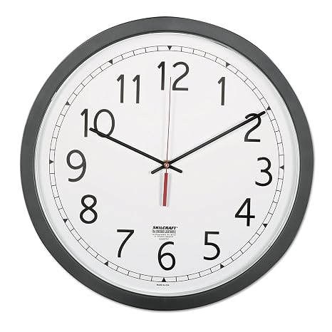 Skilcraft Quartz Wall Clock - Plastic Frame - 16.5" Diameter, Black