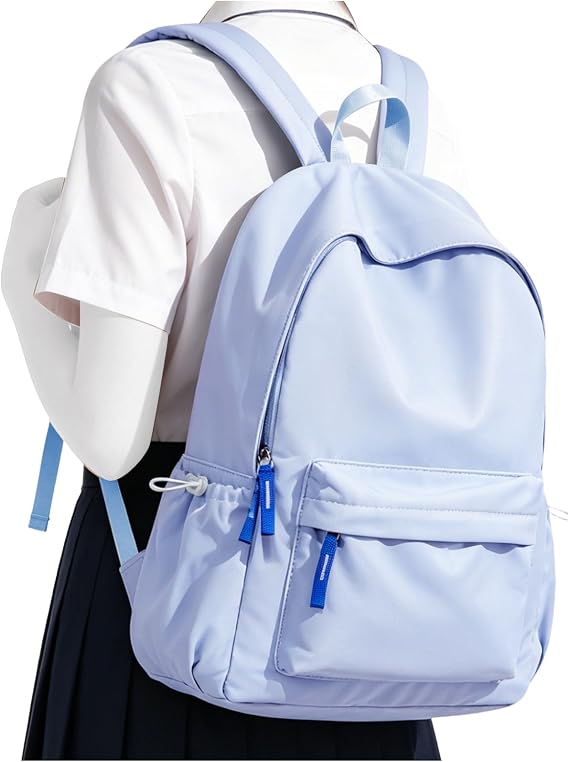 School Backpack for Teen Girls,Simple School Book Bag Waterproof High School Backpack for Boys Middle Student Bookbag College Backpack for Women Men Casual Daypack Travel Aesthetic Backpacks Blue