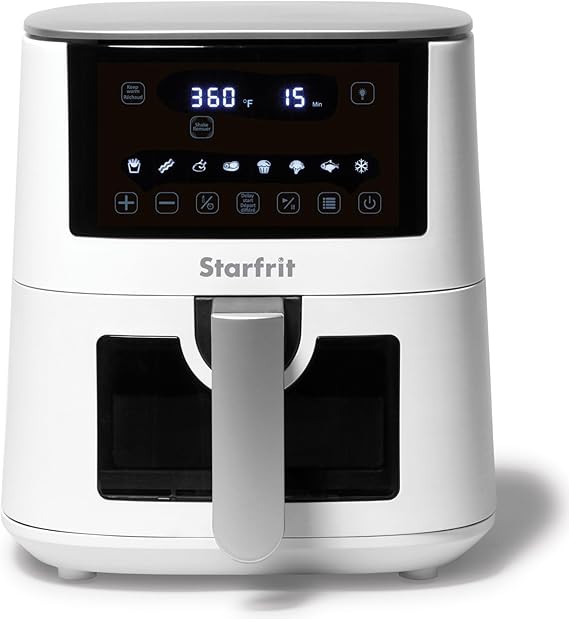 Starfrit Digital Air Fryer, 4.2L, Ceramic Non-Stick, 1400W | 8 preset functions. PFAS-free ceramic coating. Built-in viewing window. Precise digital controls. Easy-clean basket.