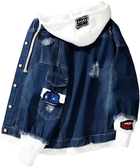 Jackets Stylish Denim Jacket Male Coat Contrast Color Daily Wear Relaxed Fit Single Breasted Outerwear Coat