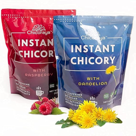 Instant Chicory Coffee by CHICORAYA (2-Pack, 28.2 oz) - Best for Decaf and Diet - Keto & Vegan Beverage Blend - Coffeine-Free Cofee Substitute Alternative - Roasted Root Powder, No Sugar