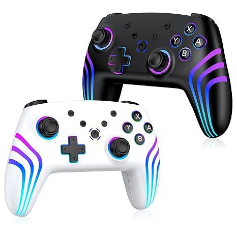 VidPPluing 2 Pack Switch Controllers, RGB Switch 2 Controller for Nintendo Switch/Switch 2/Lite/OLED, Wireless Pro Controller with Motion Sensor/Dual Vibration/Turbo/Wakeup