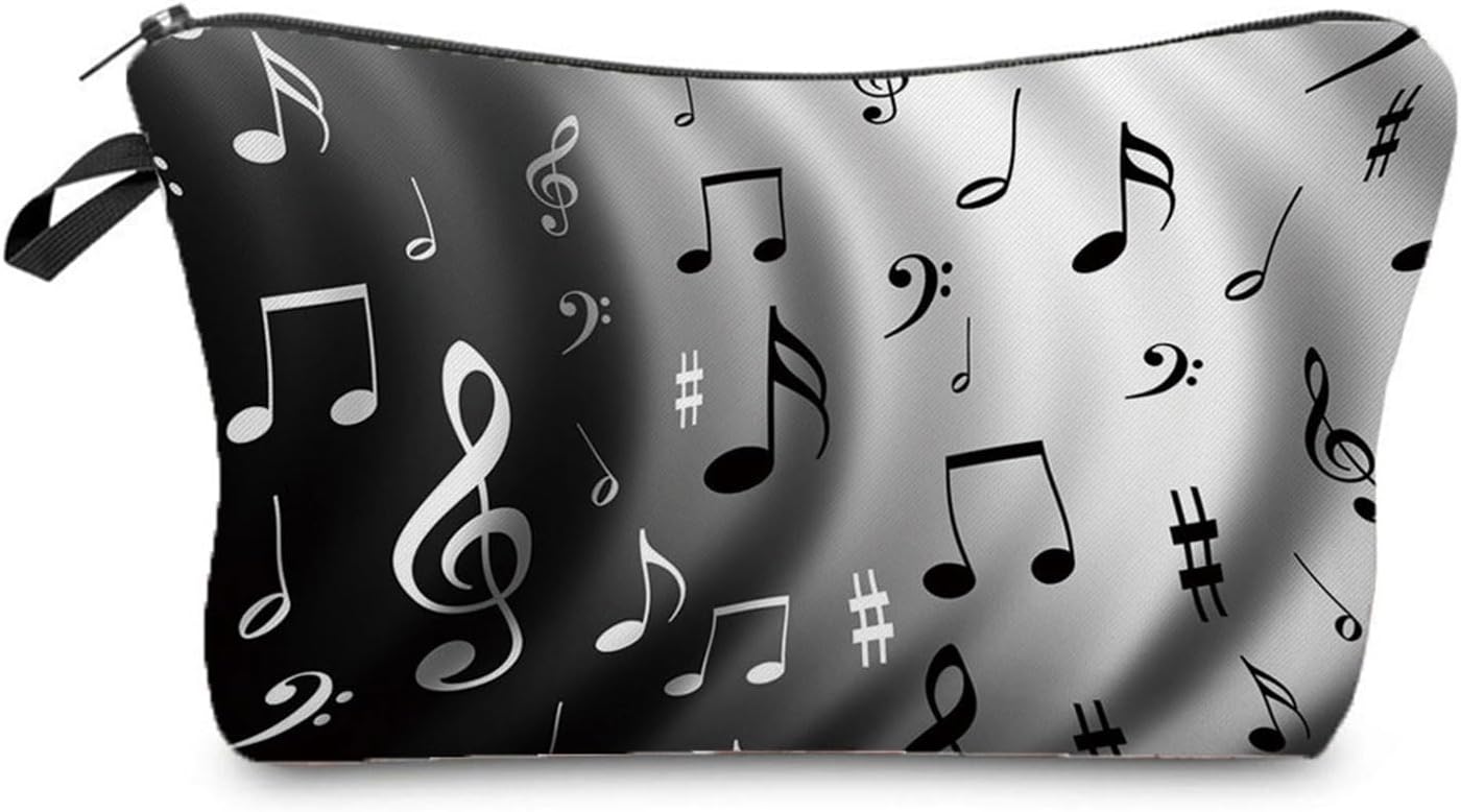 Musical Note Makeup Bag Cute Makeup Bag Travel Toiletry Zipper Pouch Music Gift for Music Lovers Musical Note Makeup Bag for Girls Musicians