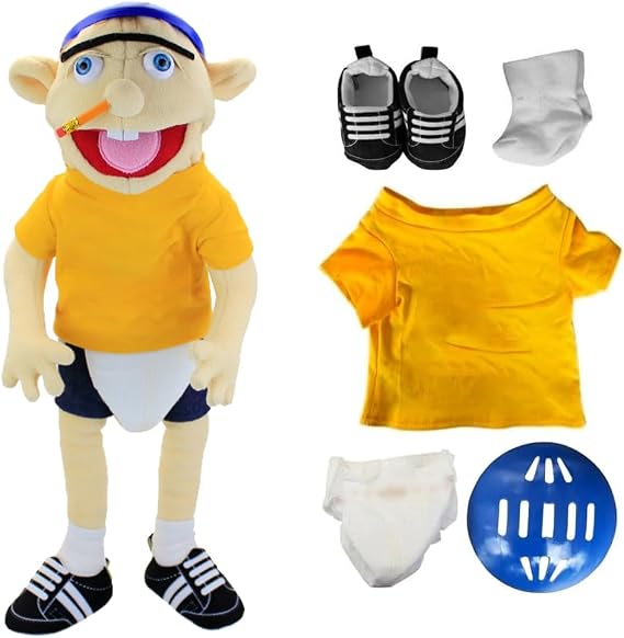 Jeffy Puppet 60cm, Jeffy Plush Toy Hand Puppet with Working Mouth, Jeffy Hand Puppets for Play House, Funny Puppet's Toy Gift
