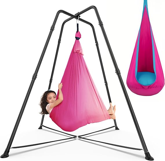 Swing Stand with Sensory Swing & Pod Swing, X-Shaped Swing Set