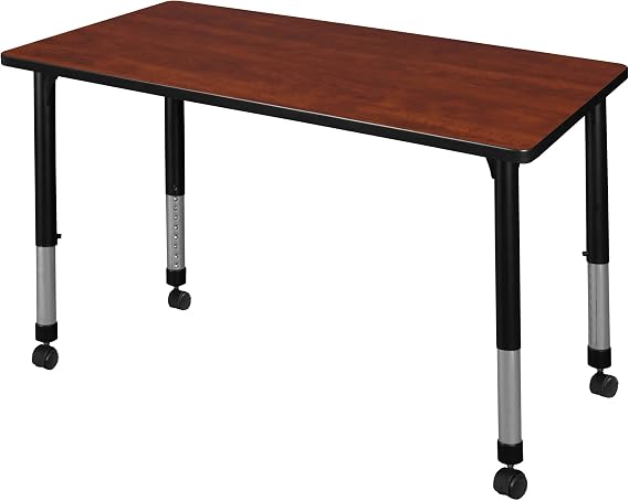 Regency Kee 42 x 24 in. Height Adjustable Mobile Classroom Activity Table- Cherry