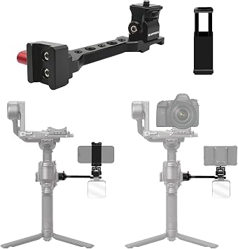 RS4 Phone Holder Aluminum Alloy Extension Handle RS3 Monitor Mount w Phone Mount 1/4" Cold Shoe Compatible for DJI Ronin S4/RS4 PRO/RS3/RS3 PRO/Ronin S3 Mini/Ronin RS2/RSC2 Gimbal Stabilizer