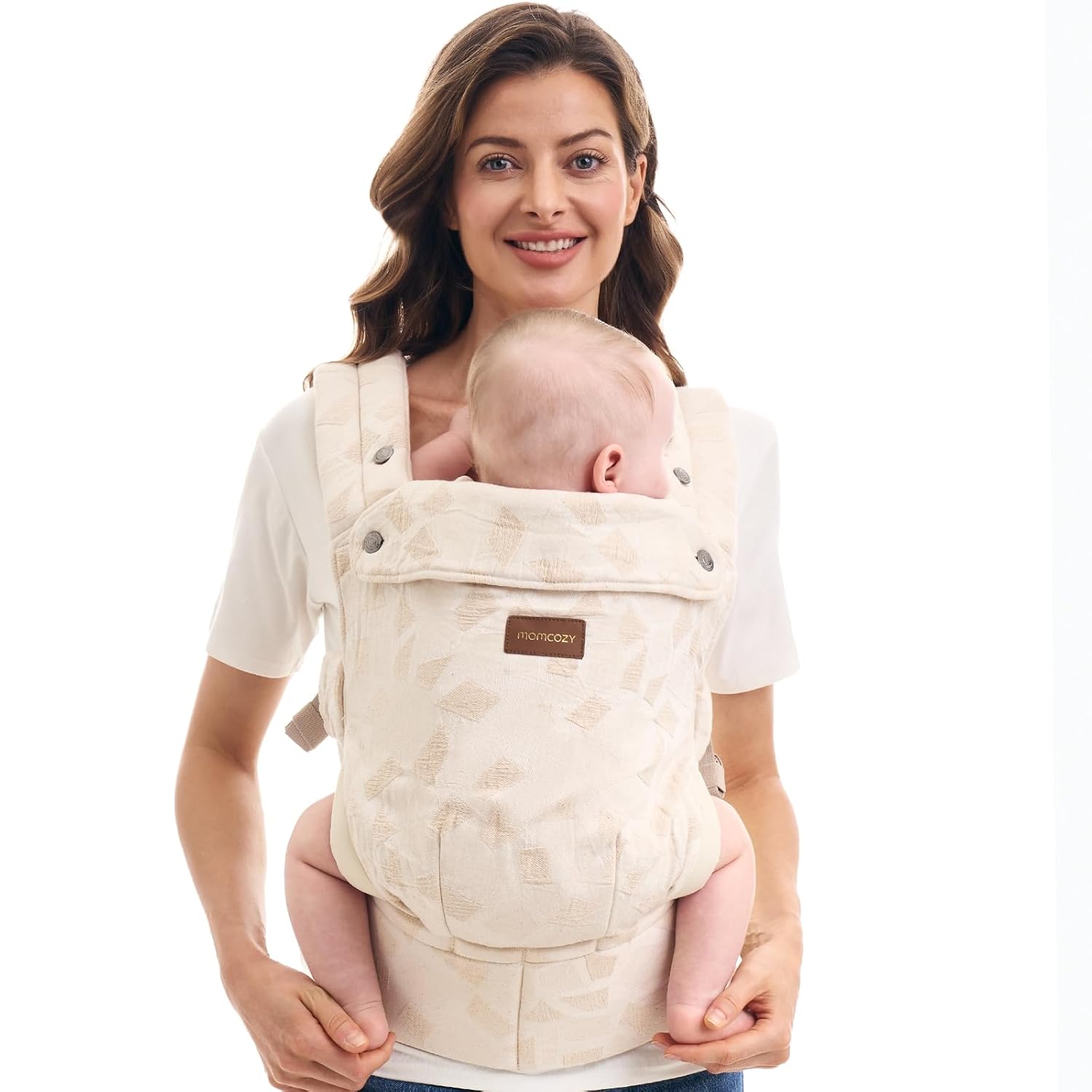 Momcozy Baby Carrier: Ergonomic Cosy & Lightweight - Easy to Put on Ideal Hands-Free Solution Reinforced Lumbar Support Geometry
