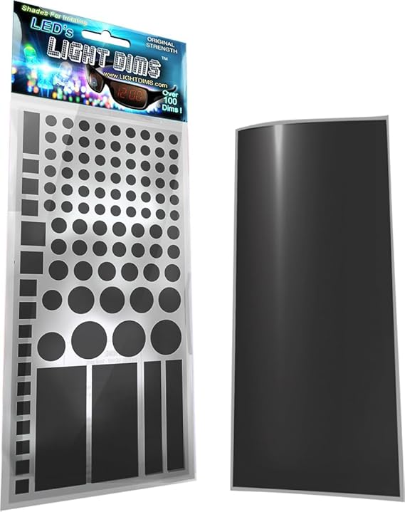 LightDims Original Strength LED Light Dimmers (2 Sheets) Shapes & Uncut Sheet Dims 50-80%. Professional Retail Packaging.
