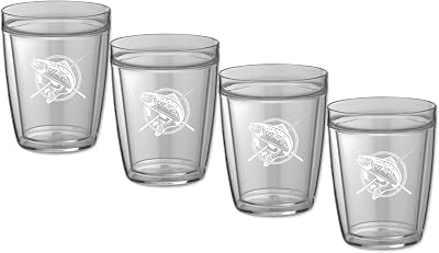 Kraftware Kasualware Collection Fishin Doublewall Drinkware, 14 Ounce - Set of 4