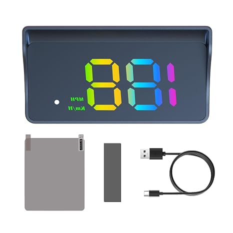 Car Head Up Display - Dual Mode Smart HUD Projector, Universal Windshield Speed Tracker | MPH Compass Altimeter Clock Trip Timer Truck SUV Golf Cart Driving Racing Dashboard Monitor