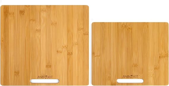 ANBOXIT Appliance Slider, Wide - Medium & Wide - Small, Bamboo Sliding Tray for Coffee Maker, Kitchen Countertop Appliance Rolling Tray, Coffee Pot Slider Tray with Rubber Wheels