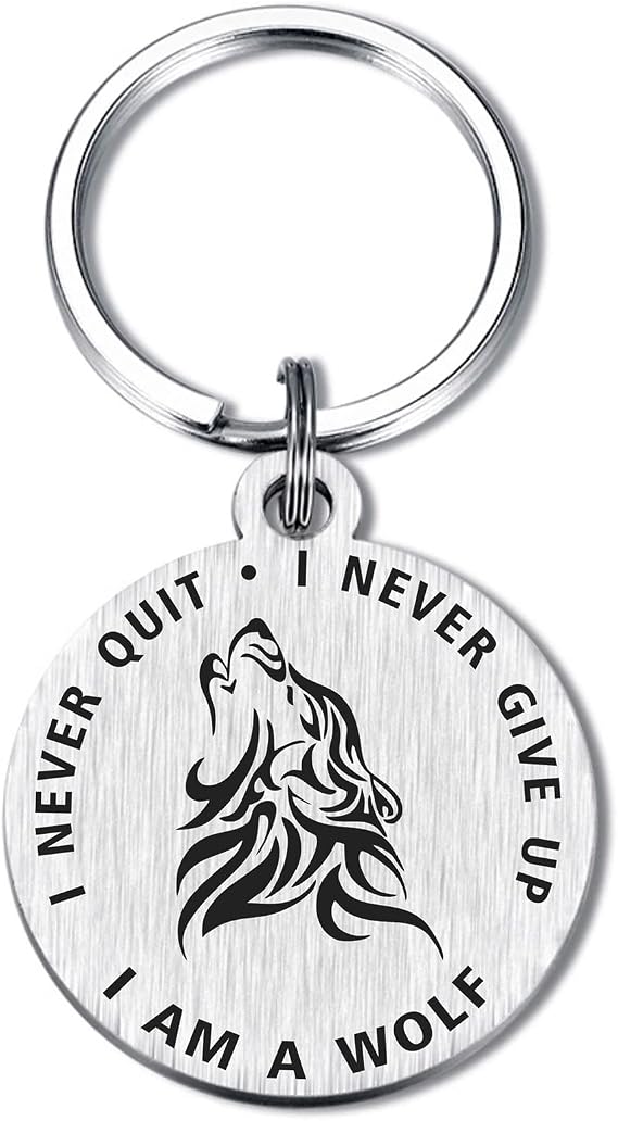 Laluminter Wolf Gifts - Wolf Keychain Key Chains - Inspirational Motivational Gift Ideas for Wolf Lovers